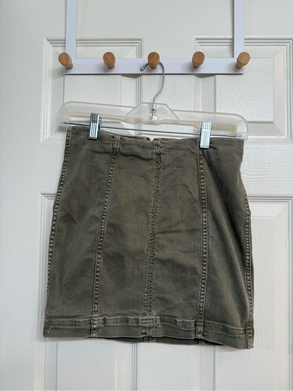 Free People Olive Mini Denim Skirt